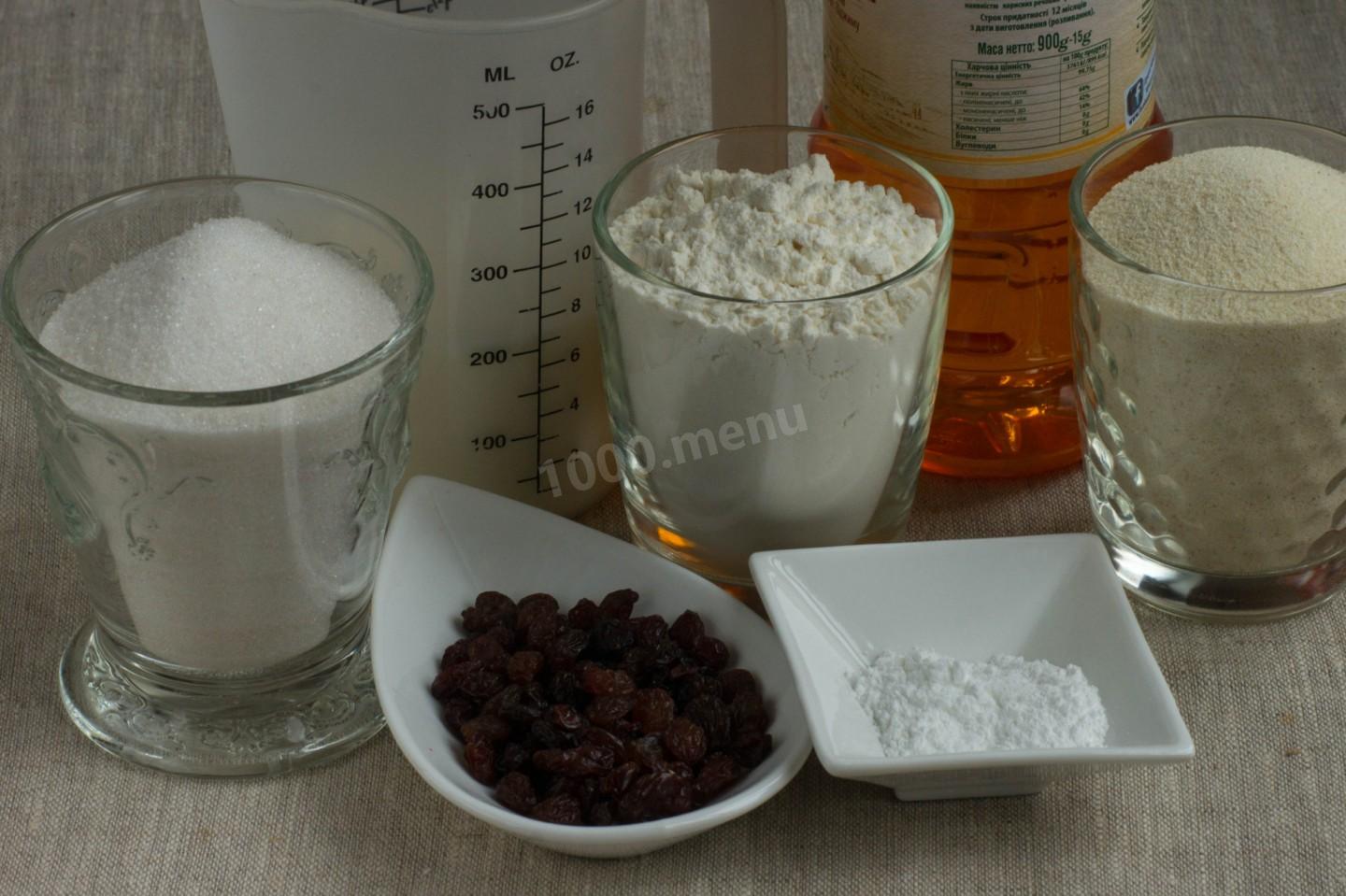 Шаг 1 приготовления Кекс с манкой без яиц