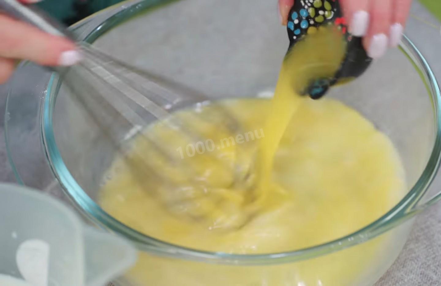Шаг 3 приготовления Блины из заварного теста с начинкой из мясного фарша