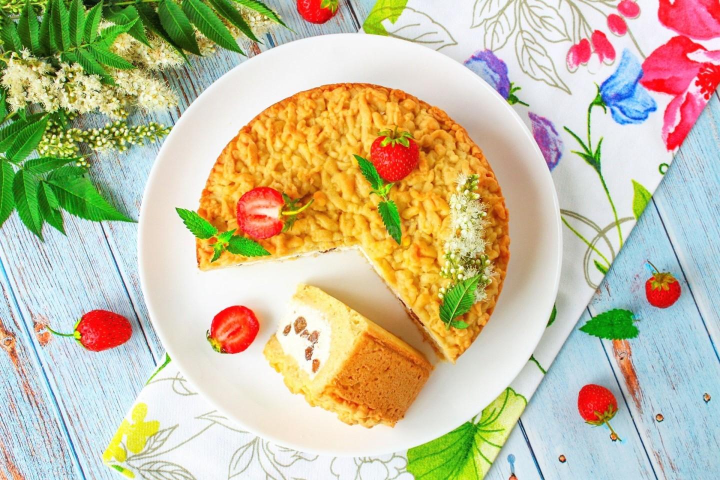 Шаг 18 приготовления Песочный пирог с творогом в духовке
