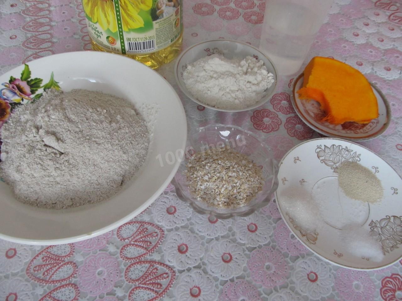 Шаг 1 приготовления Хлеб ржаной тыквенный с отрубями