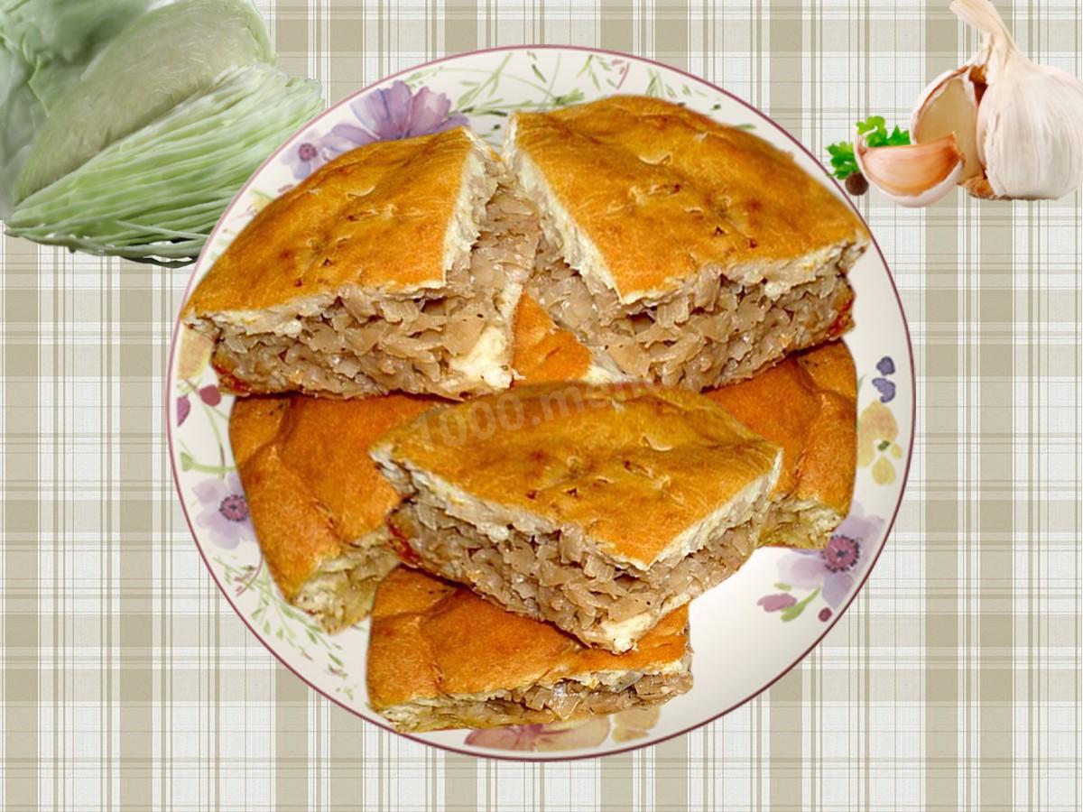 Обложка рецепта Заливной пирог с капустой и курицей