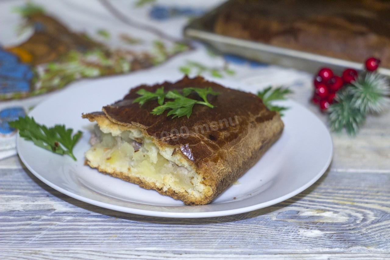 Обложка рецепта Пирог мясной картофельный на дрожжах