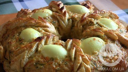 Шаг 18 приготовления Пирог из куриного фарша Рождественское кольцо