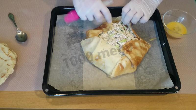 Шаг 6 приготовления Курник из блинчиков