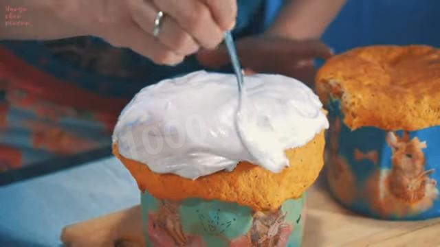 Шаг 26 приготовления Пасхальные куличи с курагой и цукатами на дрожжевом тесте