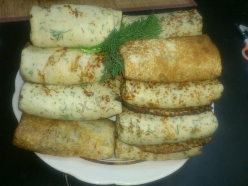 Обложка рецепта Сырные блинчики с мясом