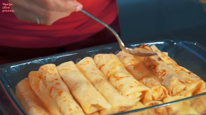 Шаг 16 приготовления Блинный пирог с начинкой из фруктов