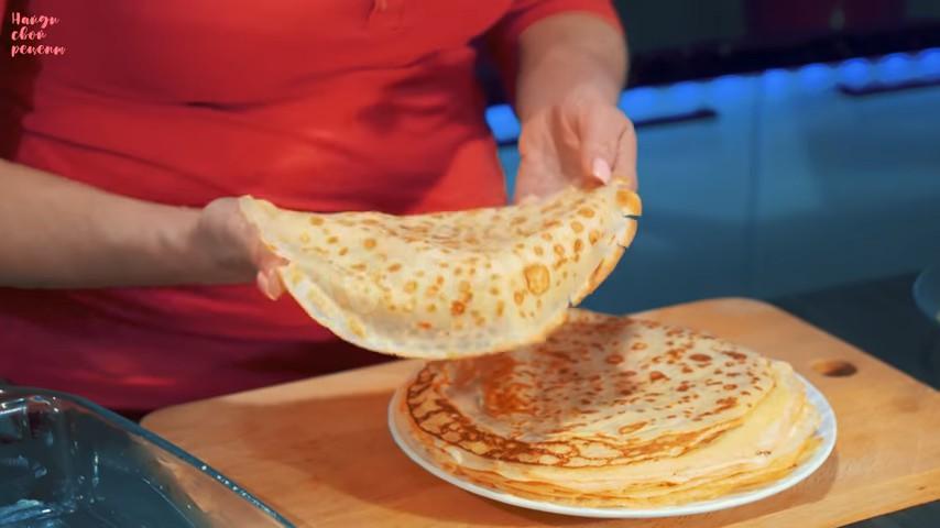 Шаг 8 приготовления Блинный пирог с начинкой из фруктов