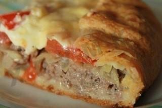 Обложка рецепта Открытый мясной пирог с картофельным тестом