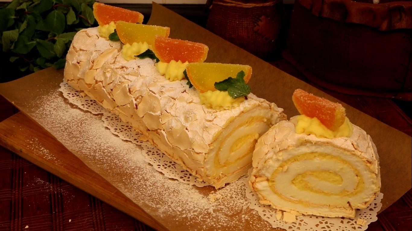 Шаг 26 приготовления Меренговый рулет с лимонным кремом