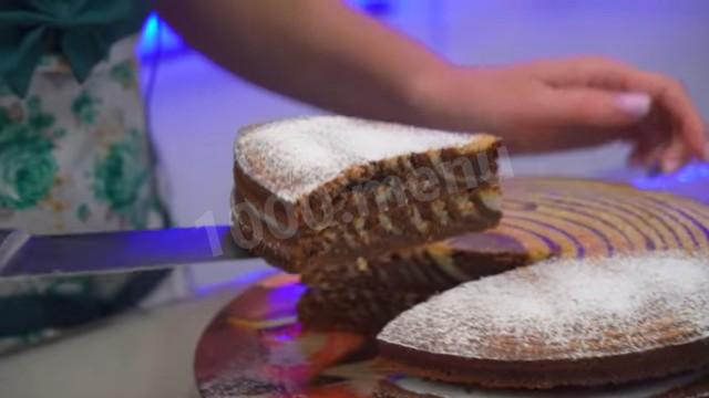 Шаг 20 приготовления Оригинальный и нежный пирог - манник Зебра