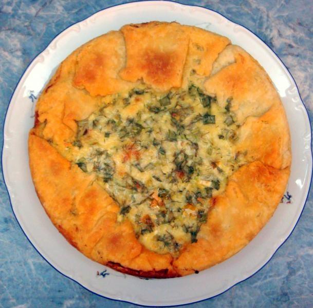 Шаг 22 приготовления Пирог с куриным филе, шампиньонами и сыром