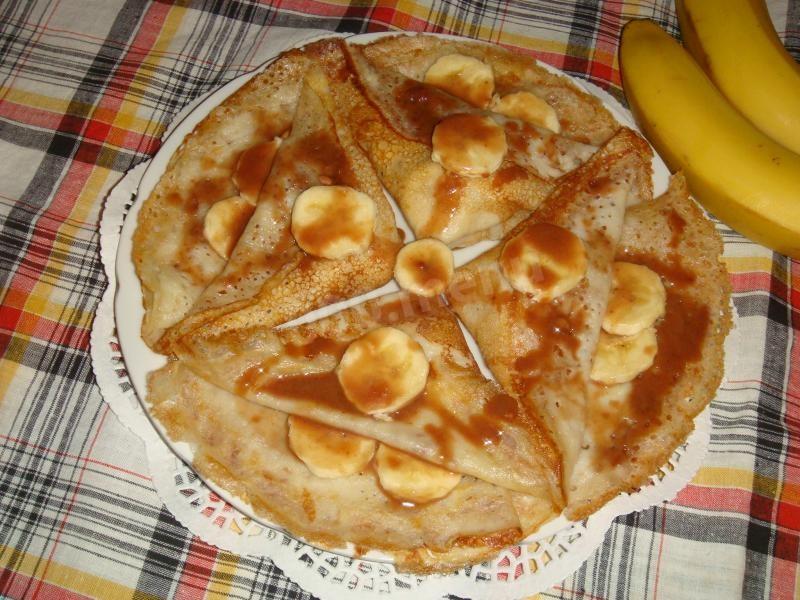 Обложка рецепта Заварные блины с бананом и шоколадом