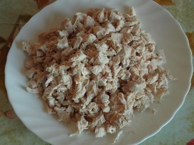 Шаг 1 приготовления Курник из блинов куриный и грибной