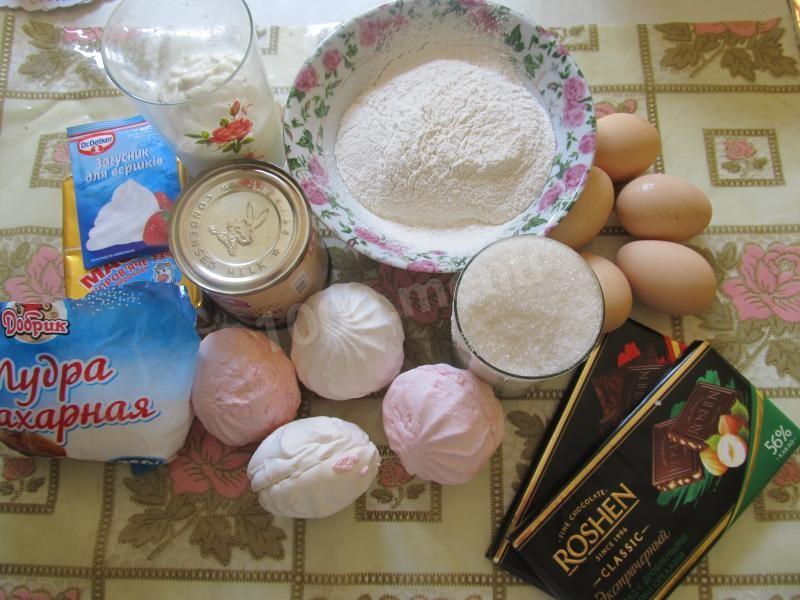 Шаг 1 приготовления Торт из зефира с выпечкой