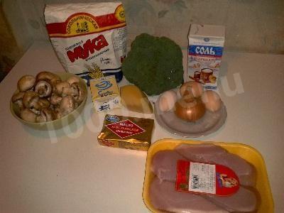 Шаг 1 приготовления Открытый пирог киш куриный с грибами