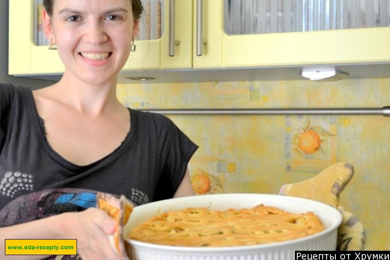 Шаг 14 приготовления Пирог из готового теста с брокколи и курицей в йогурте