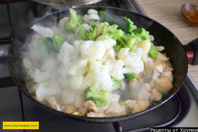Шаг 5 приготовления Пирог из готового теста с брокколи и курицей в йогурте