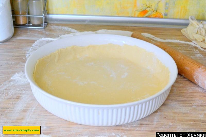 Шаг 9 приготовления Пирог из готового теста с брокколи и курицей в йогурте