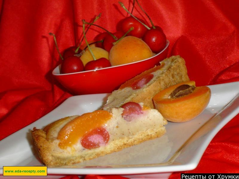 Шаг 11 приготовления Пирог с абрикосами и черешней