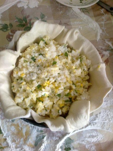 Шаг 13 приготовления Пирог курник с картошкой из готового слоеного теста