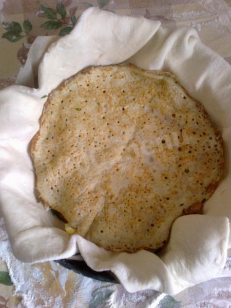 Шаг 14 приготовления Пирог курник с картошкой из готового слоеного теста