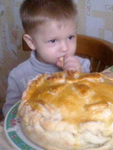 Шаг 19 приготовления Пирог курник с картошкой из готового слоеного теста