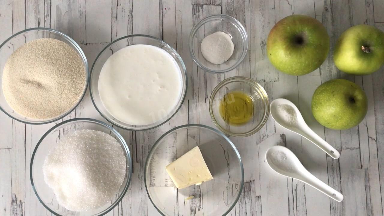 Шаг 1 приготовления Яблочный манник на кефире