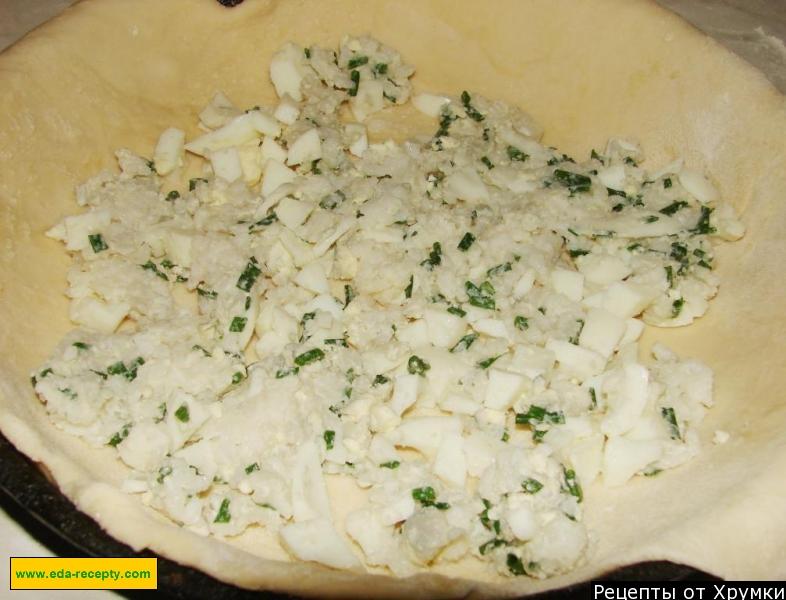 Шаг 5 приготовления Пирог курник с грибами