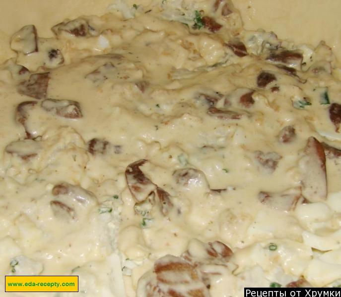 Шаг 6 приготовления Пирог курник с грибами