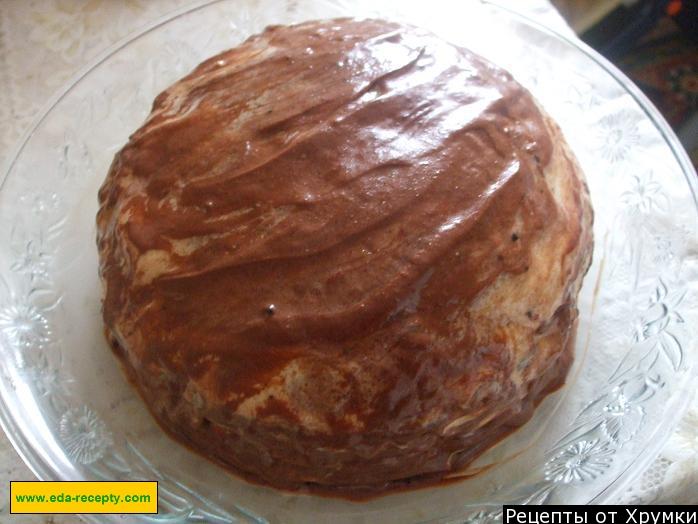 Шаг 18 приготовления Шоколадный сметанник "Кофе с молоком"