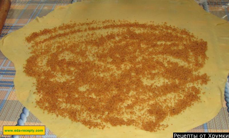 Шаг 7 приготовления Манный штрудель на маргарине с вишней