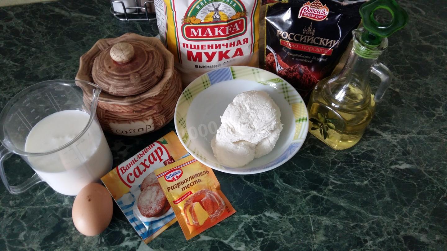 Шаг 1 приготовления Шоколадные кексы с творогом внутри
