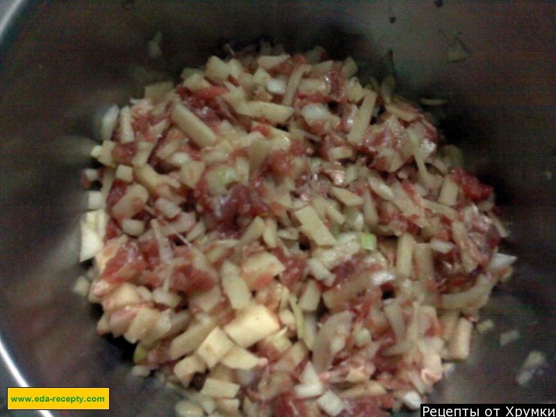 Шаг 5 приготовления Треугольники с картошкой и мясом эчпочмак