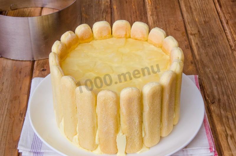 Шаг 37 приготовления Бисквитный торт с ананасами