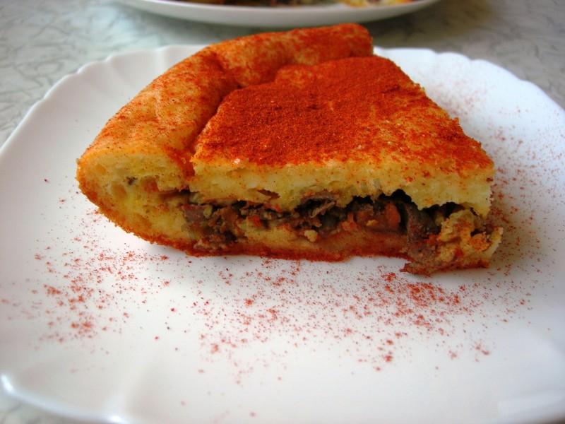 Обложка рецепта Закусочный пирог с куриной печенью