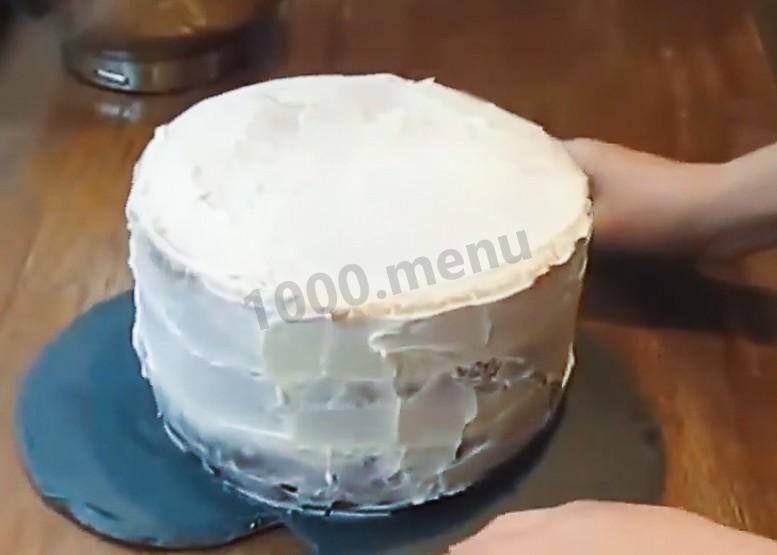 Шаг 7 приготовления Сливочный торт с цветами