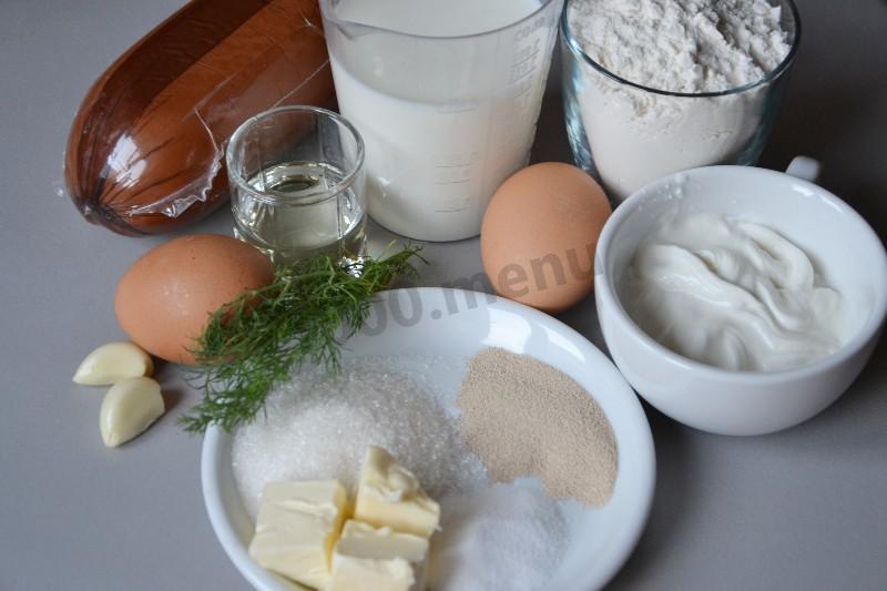 Шаг 1 приготовления Ватрушки с копченым сыром и укропом из дрожжевого теста