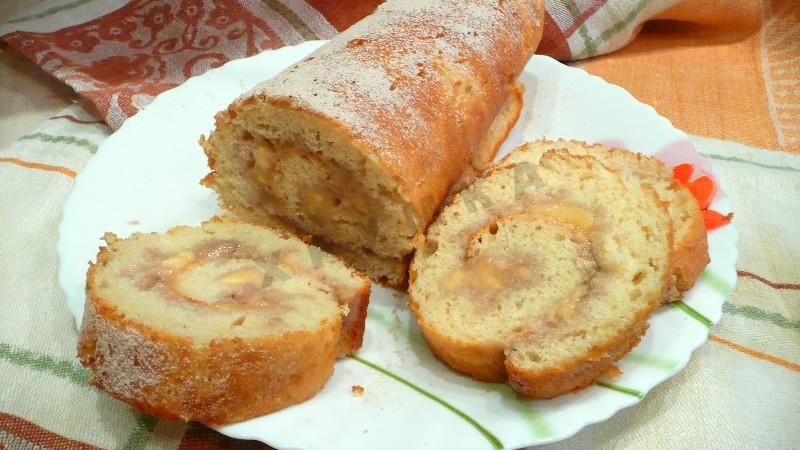 Шаг 12 приготовления Рулет с бананом