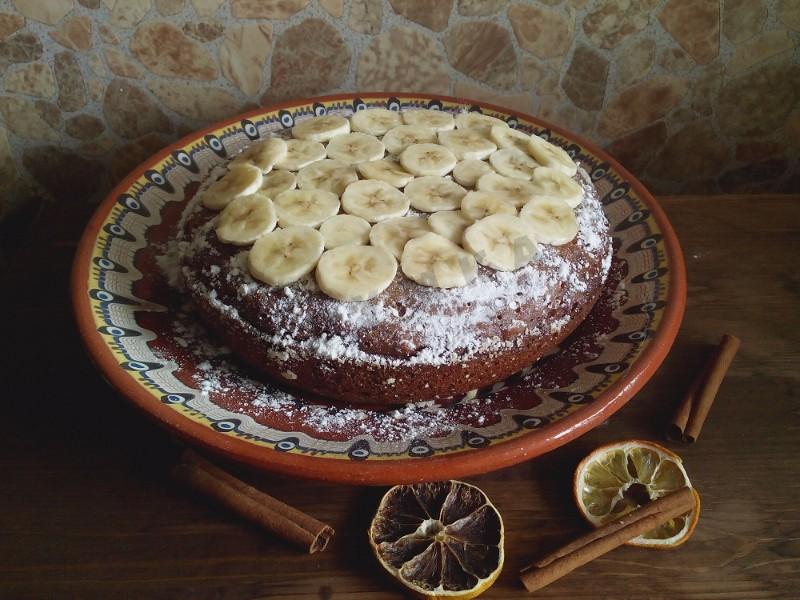 Шаг 6 приготовления Сладкий Медово-банановый пирог в мультиварке