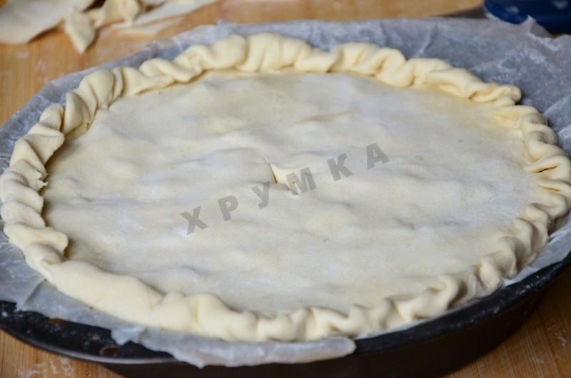 Шаг 10 приготовления Французский пирог с картофелем, ветчиной и грибами
