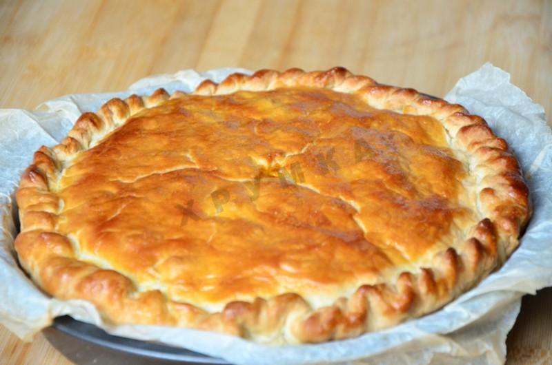 Шаг 12 приготовления Французский пирог с картофелем, ветчиной и грибами