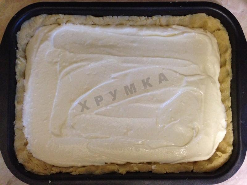 Шаг 6 приготовления Пирог чизкейк с творожной начинкой и фруктами