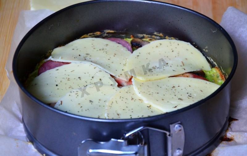 Шаг 10 приготовления Закусочный пирог с помидорами сыром и кабачками
