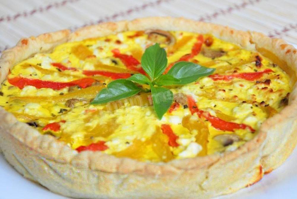 Обложка рецепта Французский пирог киш с запеченными овощами