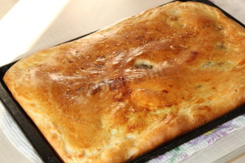 Шаг 28 приготовления Пирог с капустой и мясным фаршем дрожжевой