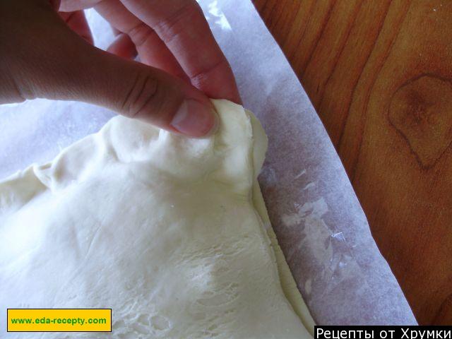 Шаг 8 приготовления Простой пирог с рисом из готового слоеного теста