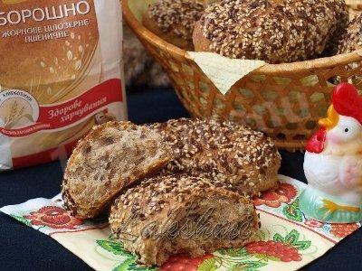 Обложка рецепта Полезные булочки на кефире с семенами льна и кунжута