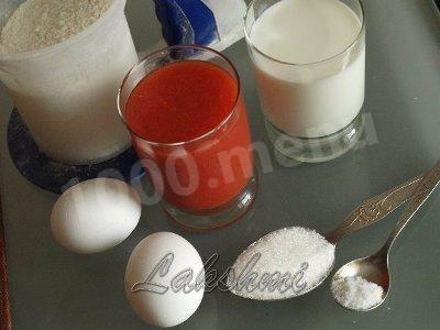 Шаг 1 приготовления Томатные вкусные блинчики