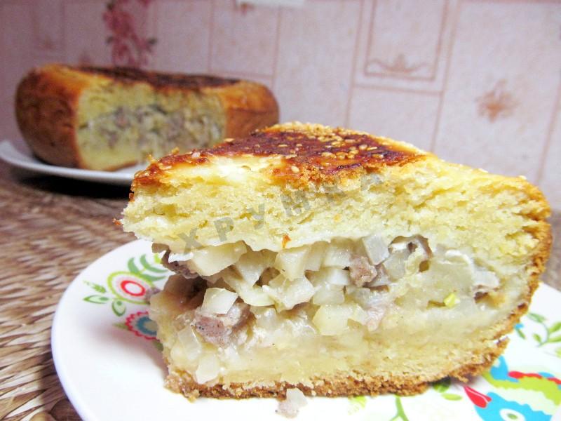 Обложка рецепта Пирог с мясом и картошкой в мультиварке